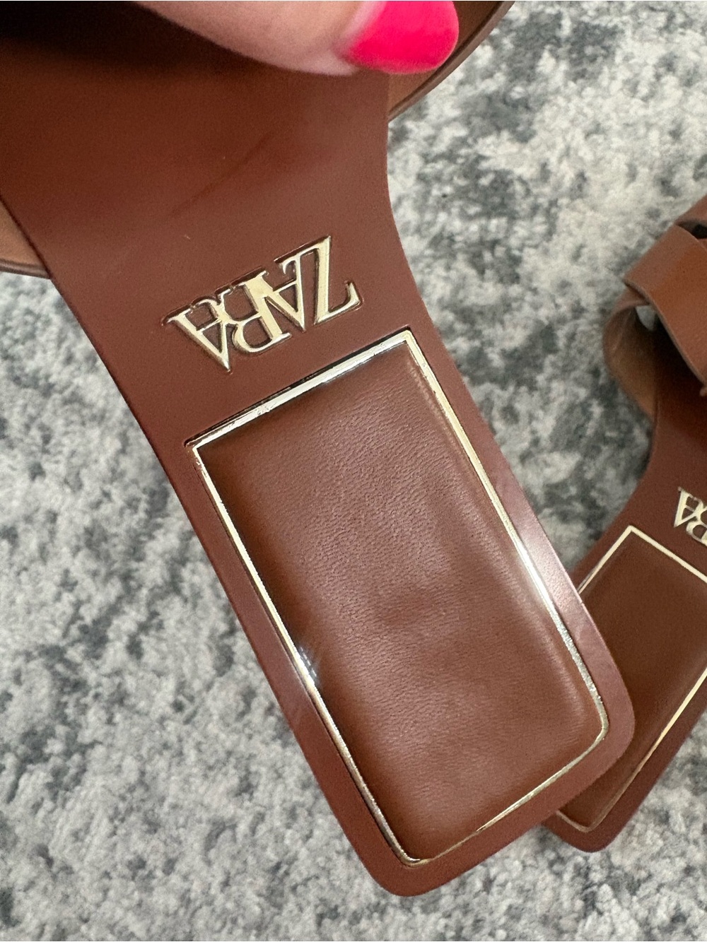 Zara Brown Leather Slide Mules with Braided Strap - Picture 2 of 6